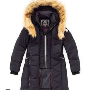 NIC & FION Black Puffer Winter Coat Removeable Faux Fur Hood US L